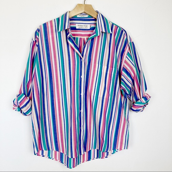 Vintage 90s striped multi colour button down shirt - Picture 6 of 10